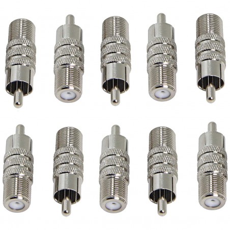 20 pcs F Type Female to RCA Male Connector Coupler Coax Cable Adapter Video 
